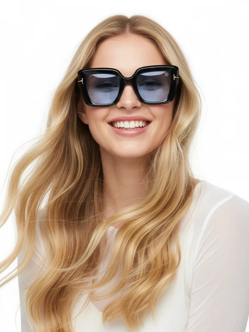 GlareGuard | Light Blue Medium Full Rim Square Sunglasses for Men & Women [UV-protected]