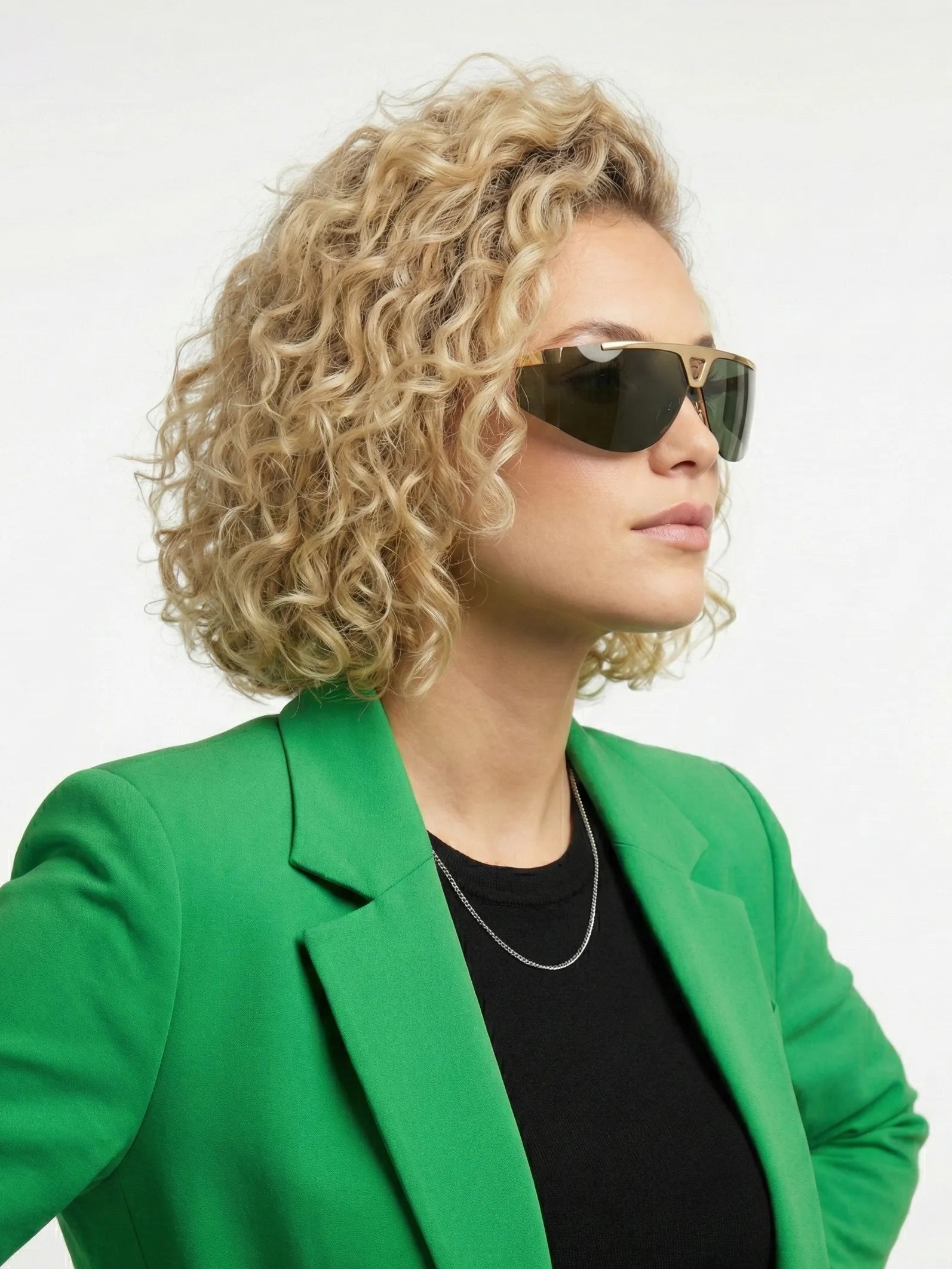 Tri-Angle | Golden Large Rim Less Rectangle Sunglasses for Men & Women [UV-protected]