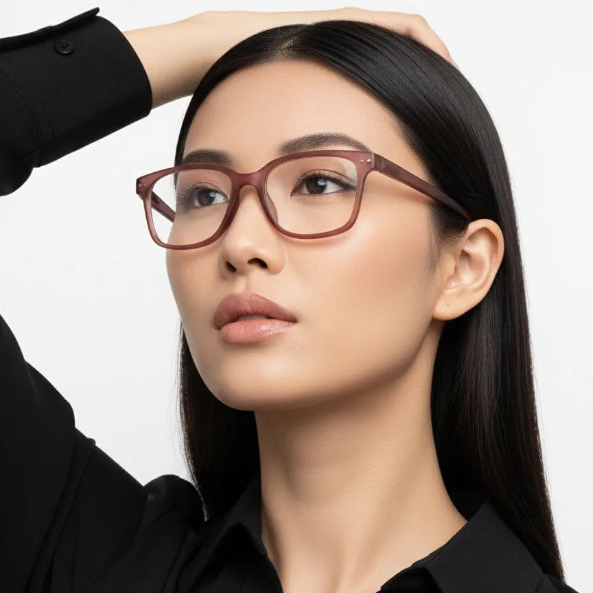 NexEye | Transparent Mate Maroon Medium Full Rim RECTANGLE Computer Glasses for Men & Women [Blue Block]