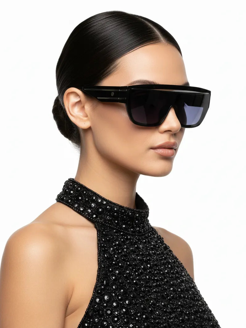 Umbra | Black/Silver Medium Full Rim Rectangle Sunglasses for Men & Women [UV-protected]