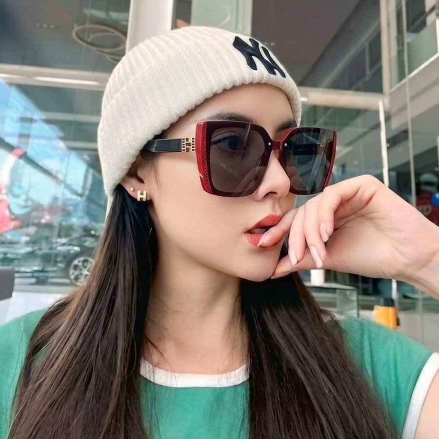 Rapture | Black & Red Large Full Rim Square Sunglasses for Women [UV-protected]