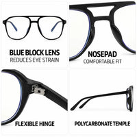 Aegira | Black Small Full Rim Square Computer Glasses for Men & Women [Blue Block]