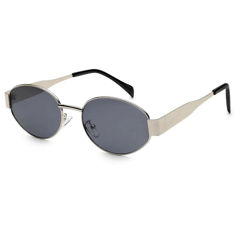 Ivory | Silver Medium Full Rim Oval Sunglasses for Women [UV-protected]