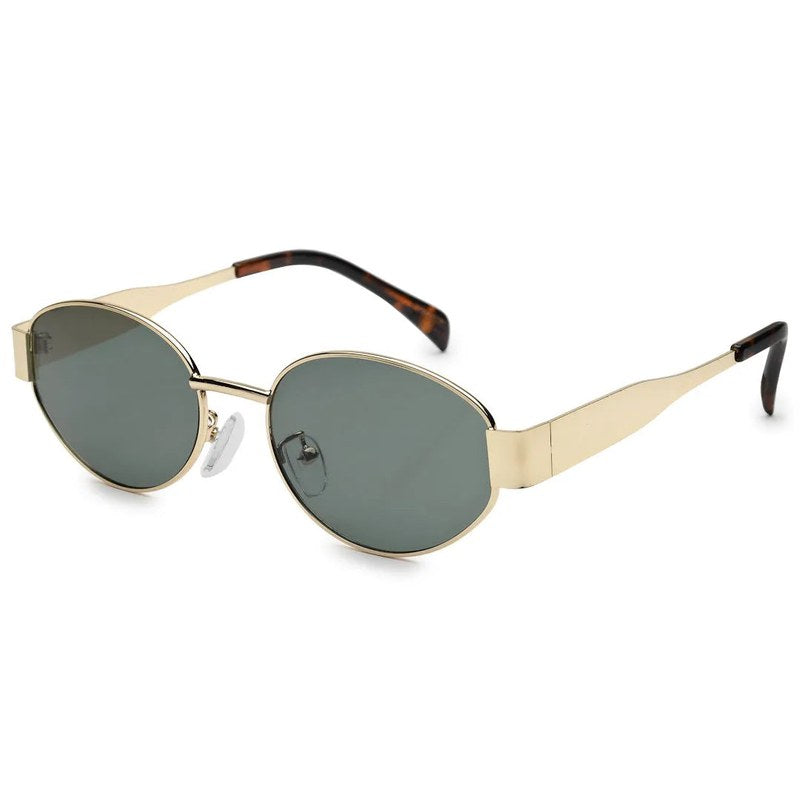 Ivory | Green Medium Full Rim Oval Sunglasses for Women [UV-protected]