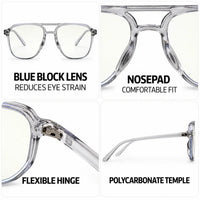 Aegira | Grey Small Full Rim Square Computer Glasses for Men & Women [Blue Block]