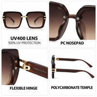 Valoria | Brown Large Full Rim Square Sunglasses for Women [UV-protected]