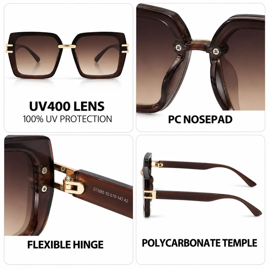Valoria | Brown Large Full Rim Square Sunglasses for Women [UV-protected]