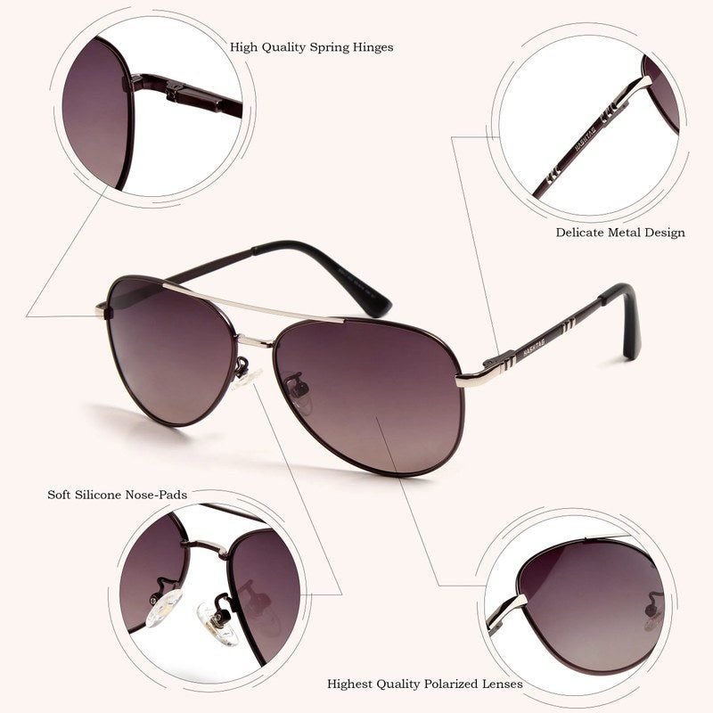 Tessera Gradient Pink Brown Medium Full Rim Aviator Sunglasses for Men & Women — Hashtag Eyewears