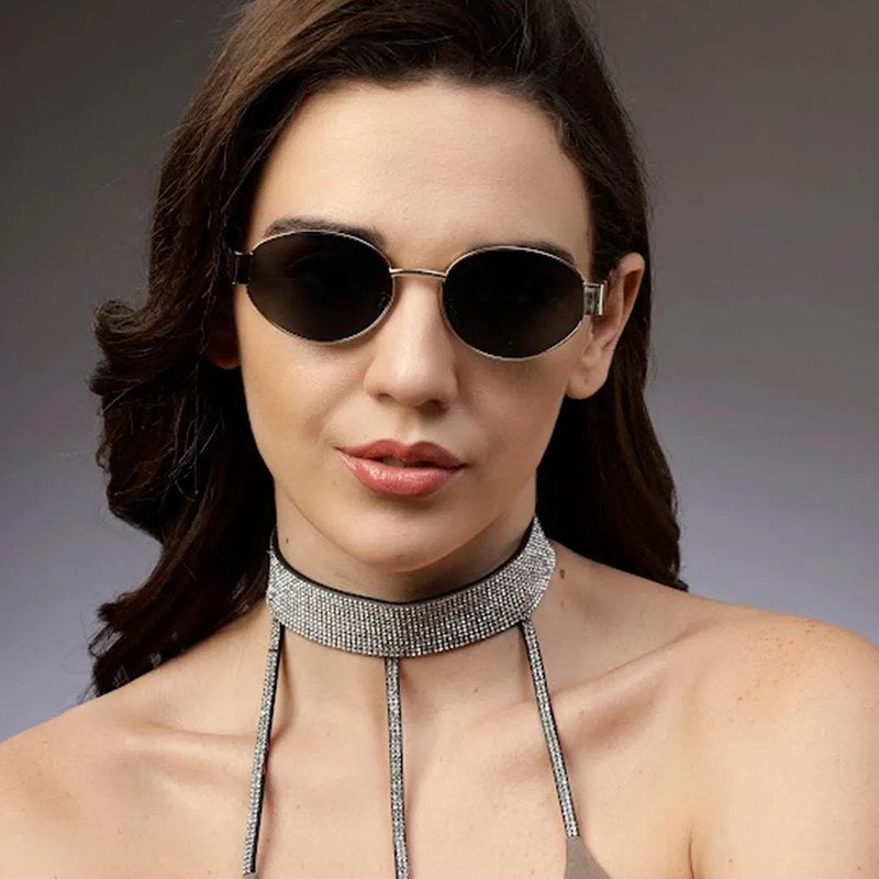 Ivory | Green Medium Full Rim Oval Sunglasses for Women [UV-protected]