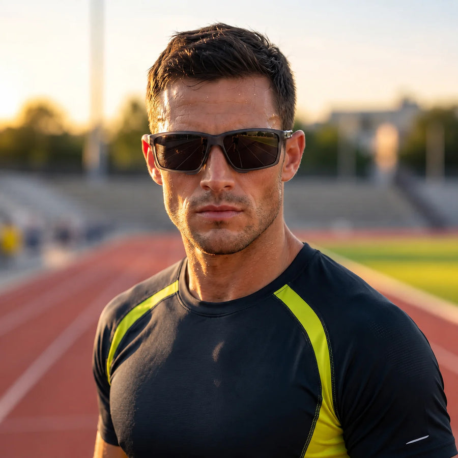 H2R | Grey Medium Full Rim Rectangle Sports Sunglasses for Men & Women [Polarized]