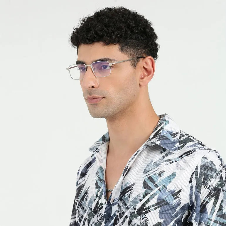 Crystar | Grey Medium Full Rim Rectangle Clip-on for Men & Women [Clip-on]