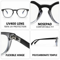 Rivena | Gradient Black Small Full Rim Square Computer Glasses for Men & Women [Blue Block]