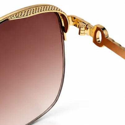 Eclipse | Brown Medium Half Rim Square Sunglasses for Women [UV-protected]
