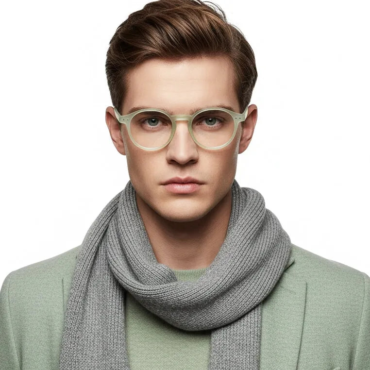 BluShield | Transparent Light Green Medium Full Rim CIRCLE Computer Glasses for Men & Women [Blue Block]