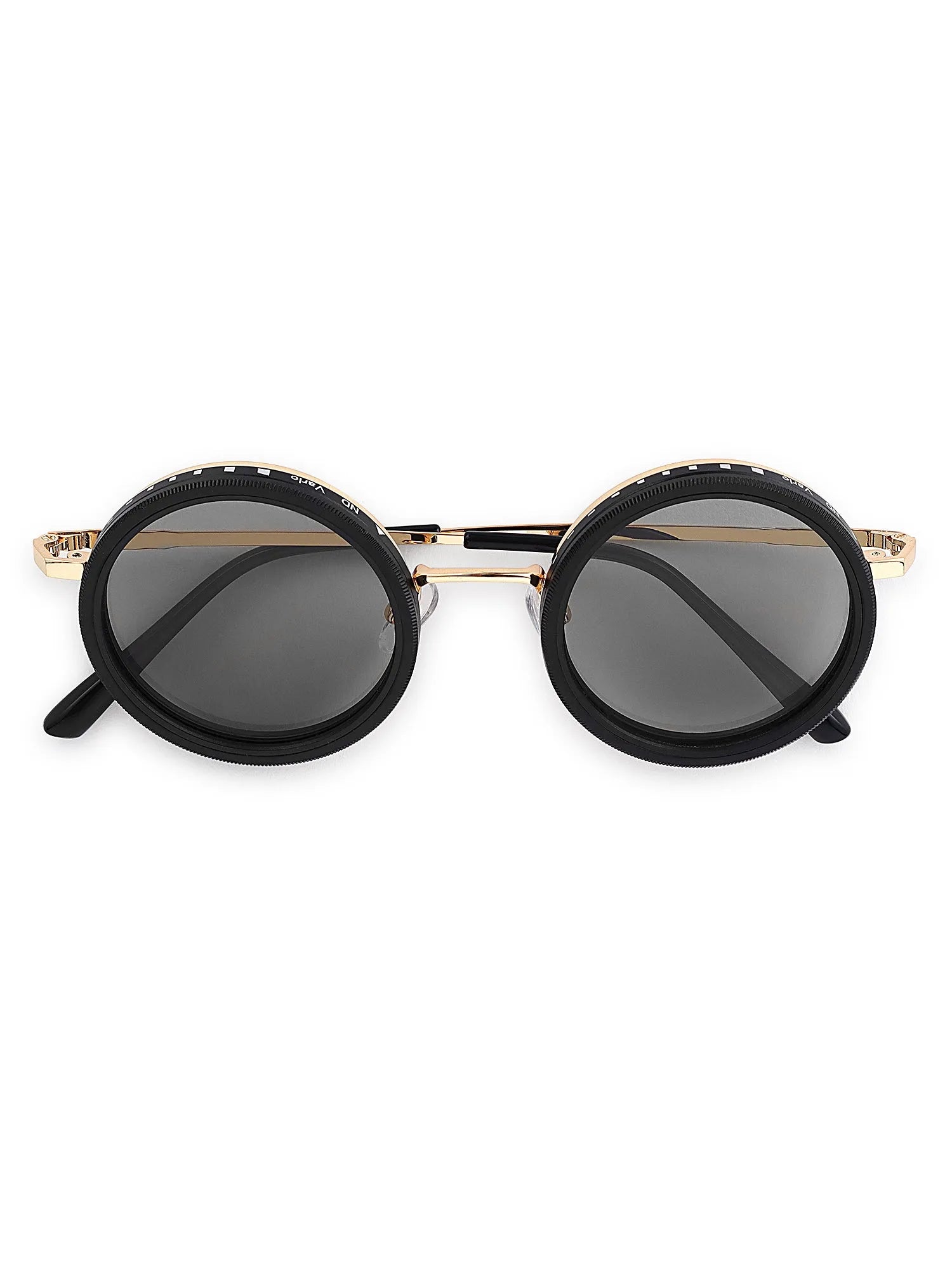 APERTURE SB | Golden & Black Large Full Rim Round Sunglasses for Men & Women [Tint Adjustable]