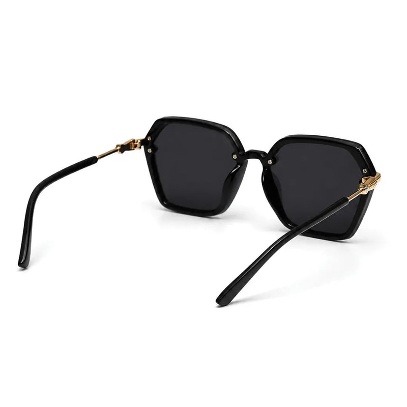 Veilion | Black Large Full Rim Hexagonal Sunglasses for Women [UV-protected]