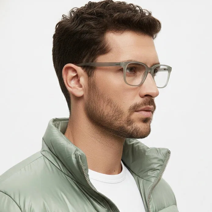 NexEye | Transparent Light Green Medium Full Rim RECTANGLE Computer Glasses for Men & Women [Blue Block]