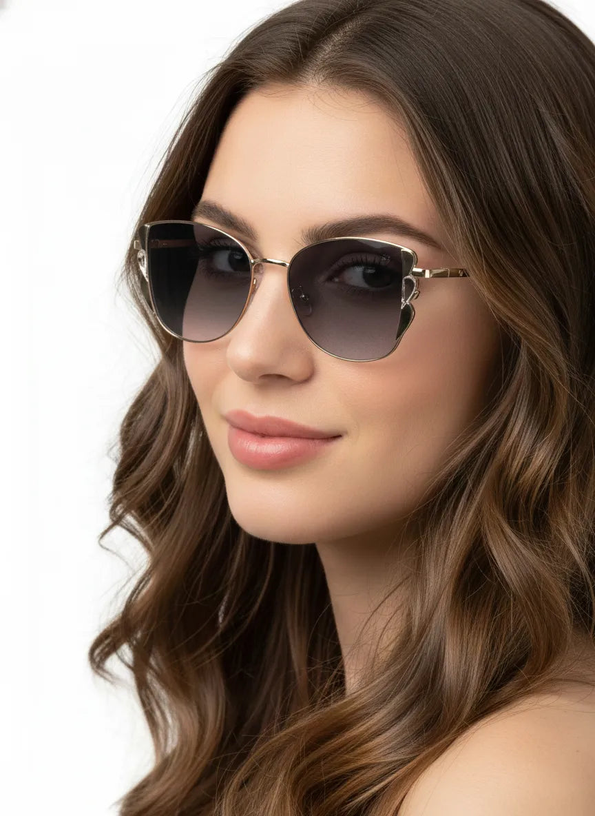 Astralor | Golden & Black Medium Full Rim Cateye Sunglasses for Women [Photochromic]