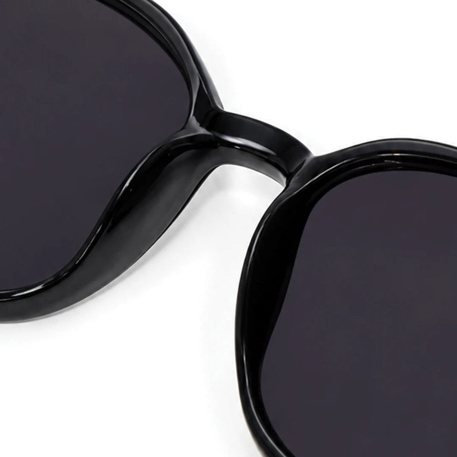 Vortex | Black Medium Full Rim Round Sunglasses for Women [UV-protected]