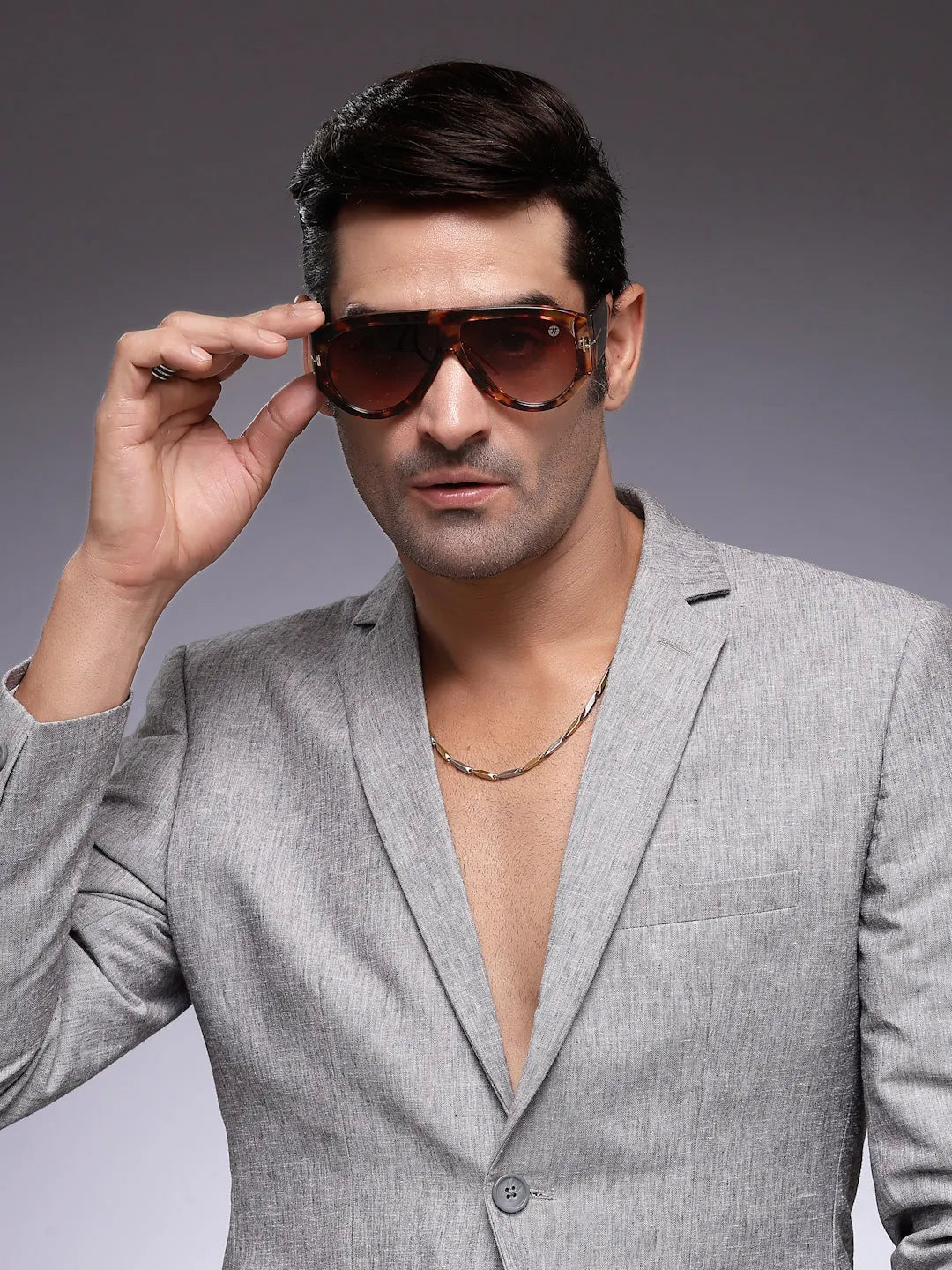 Vista | Gradient Brown Medium Full Rim Aviator Sunglasses for Men & Women [UV-protected]