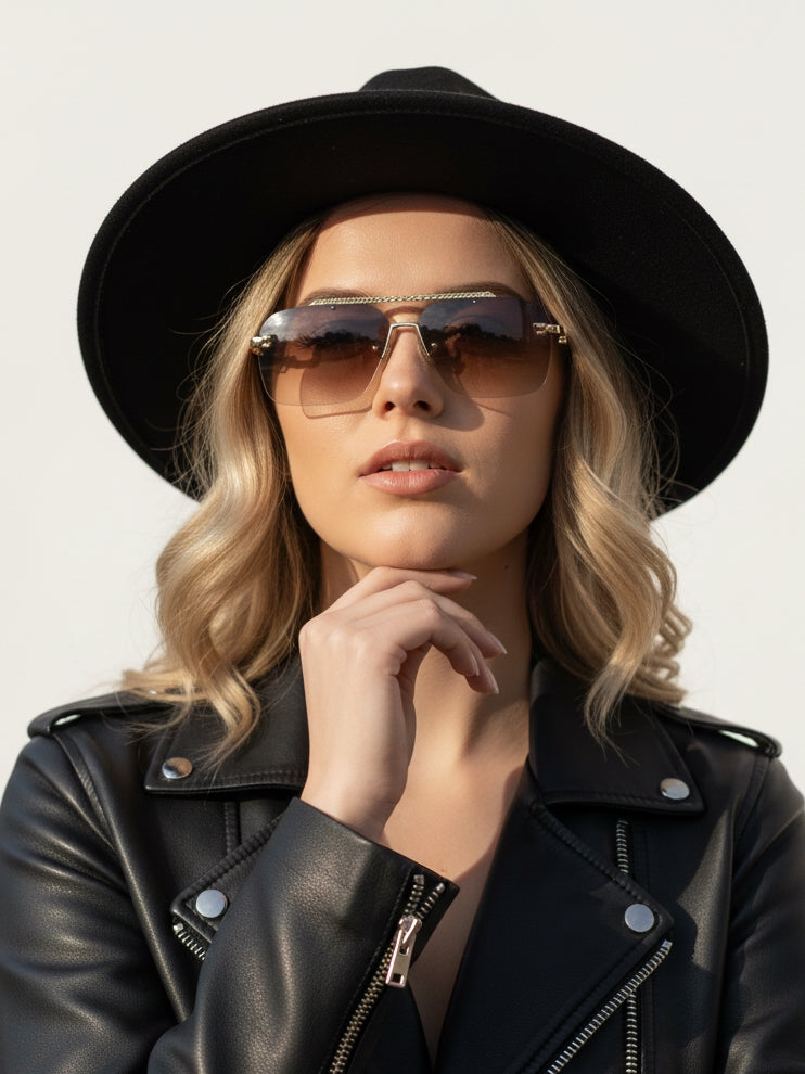 Pyre | Gradient Brown Medium Rim Less Square Sunglasses for Men [UV-protected]