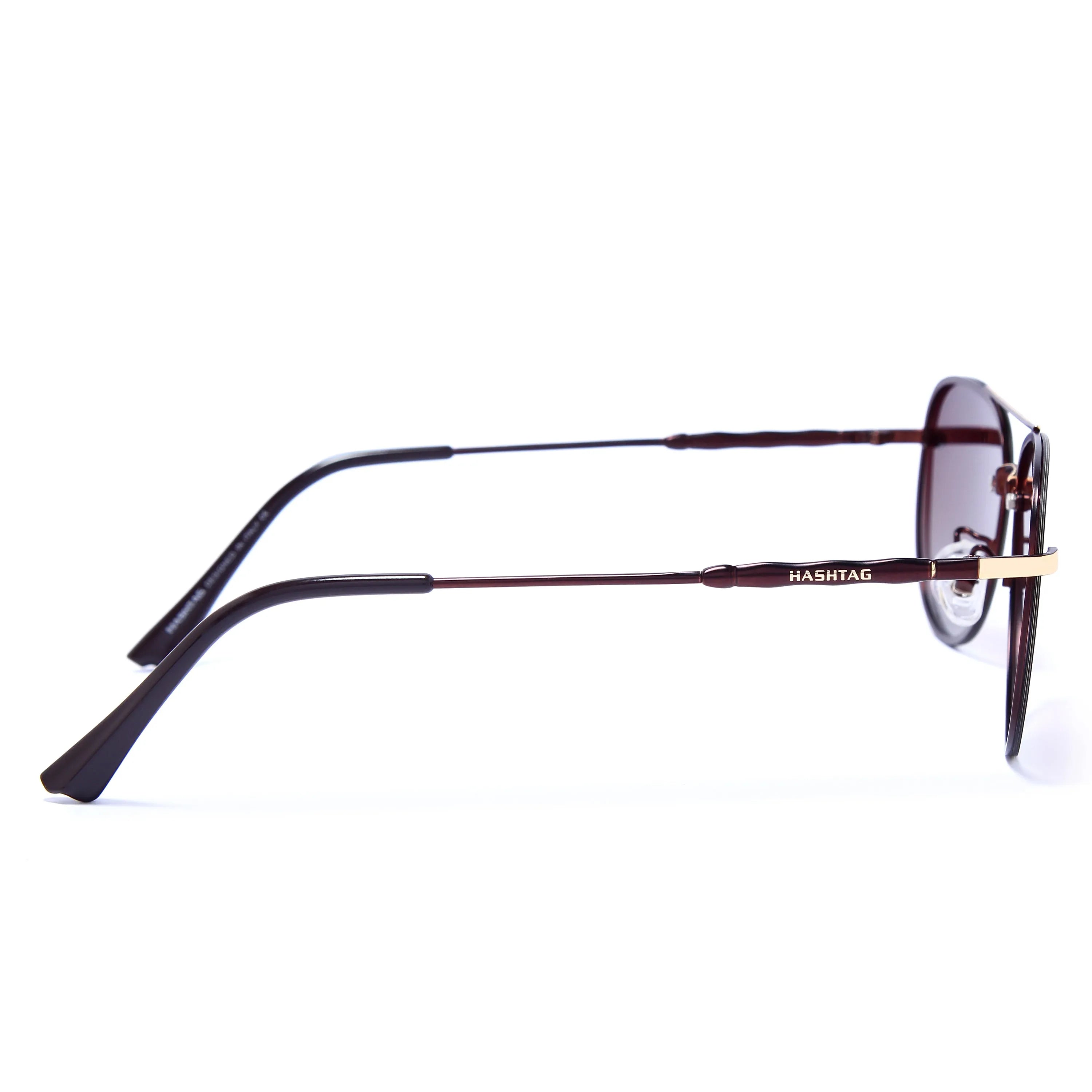 Nuvia | Golden & Brown Medium Full Rim Aviator Sunglasses for Men & Women [Polarized]
