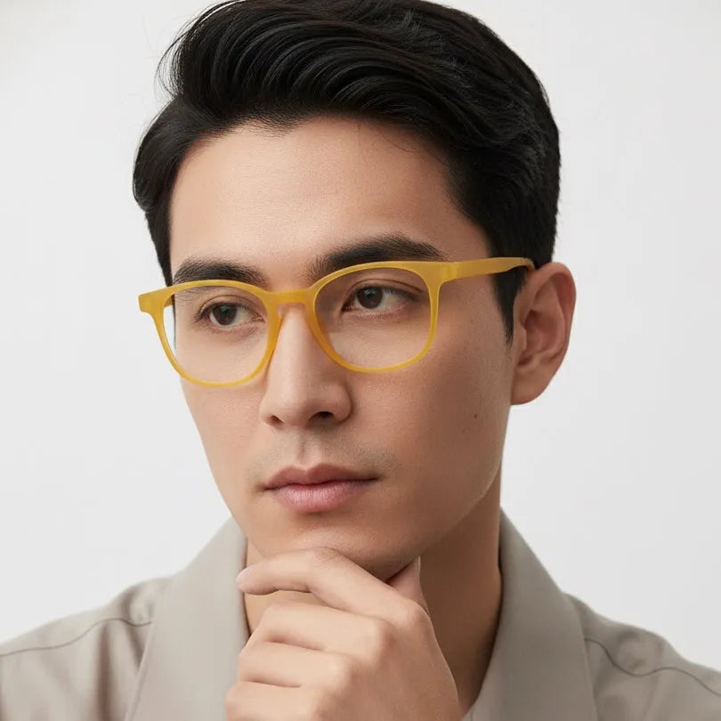 Clario | Transparent Orange Medium Full Rim RECTANGLE Computer Glasses for Men & Women [Blue Block]