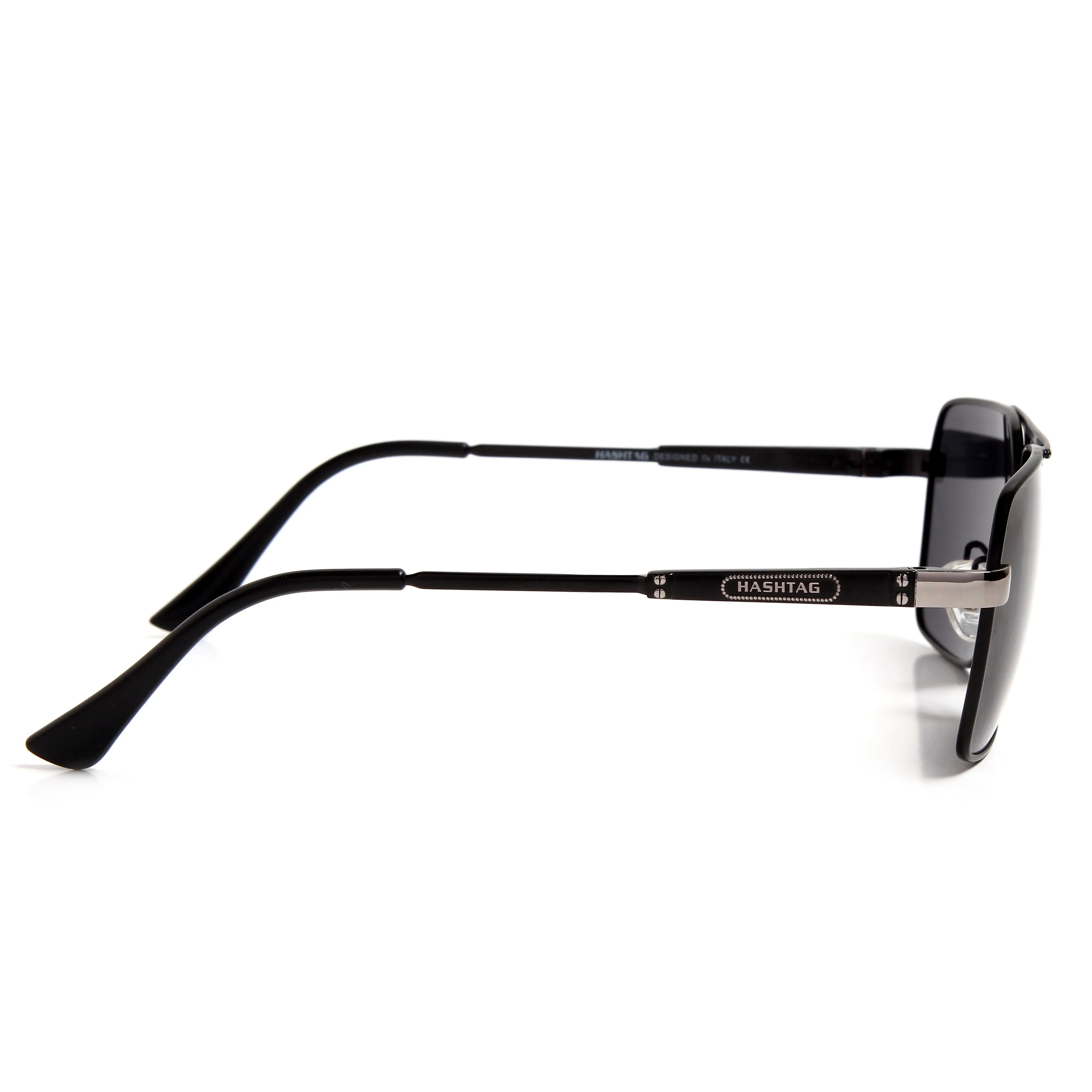 Inferna | Silver & Black Large Full Rim Rectangle Sunglasses for Men & Women [Polarized]