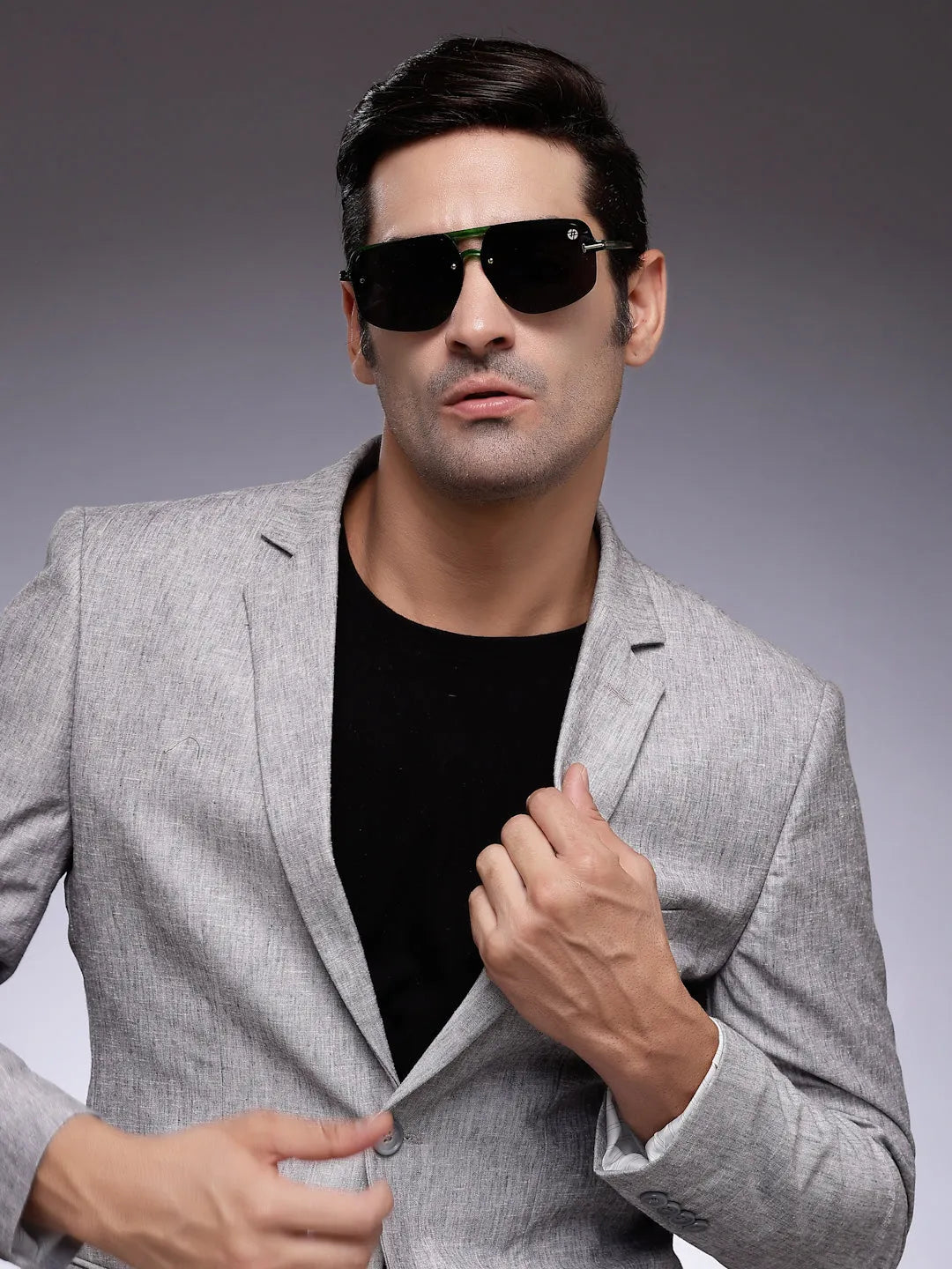 Kynox | Green Medium Half Rim Square Sunglasses for Men & Women [UV-protected]