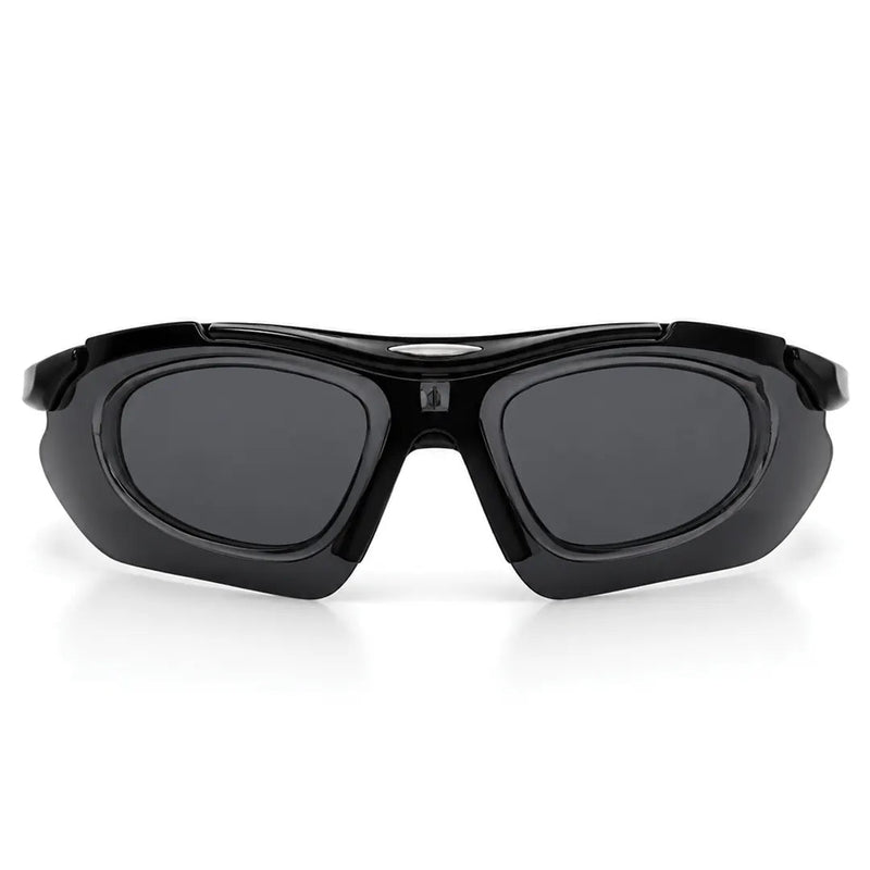 Valkor | Black Free Size Half Rim Shield Sports Sunglasses for Men & Women Changeable Lens[Polarized]