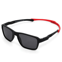 Rift | Black Large Full Rim Rectangle Sports Sunglasses for Men & Women [Polarized]