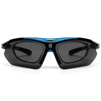 Valkor | Blue & Black Free Size Half Rim Shield Sports Sunglasses for Men & Women Changeable Lens  [Polarized]