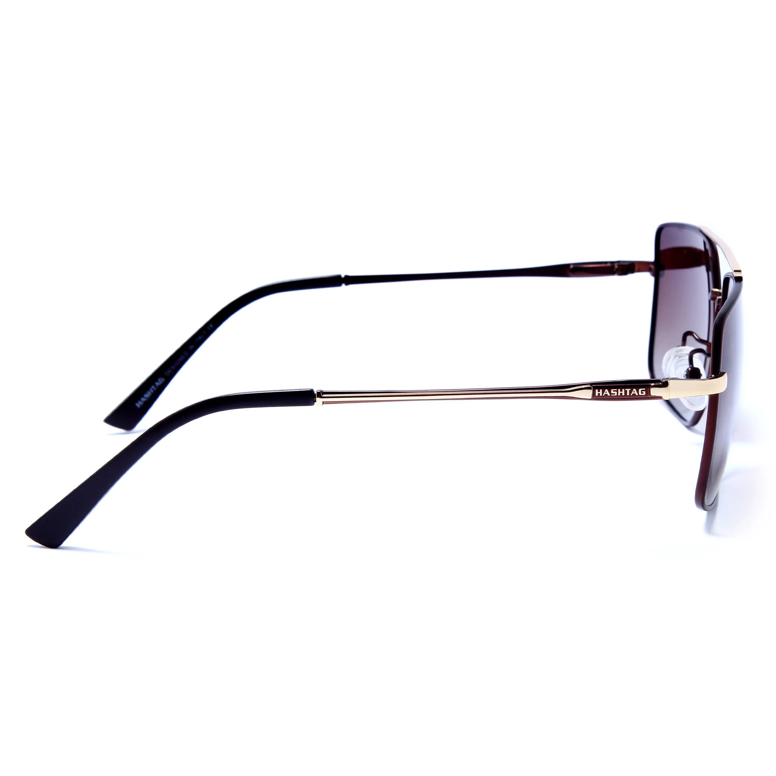 Kynra | Gradient Brown Large Full Rim Aviator Sunglasses for Men & Women [Polarized]