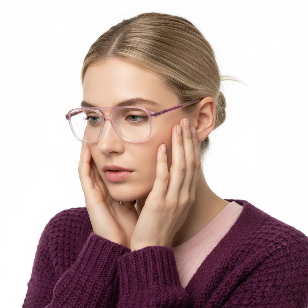 BluLite | Transparent Pink & Transparent White Medium Full Rim Square Computer Glasses for Men & Women [Blue Block]