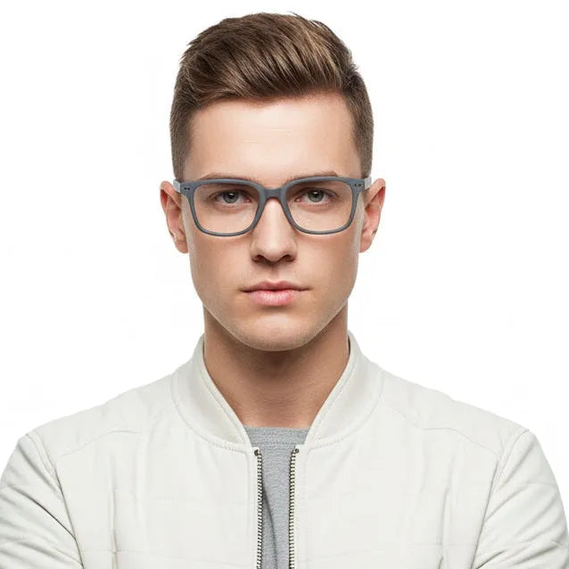 NexEye | Grey Medium Full Rim RECTANGLE Computer Glasses for Men & Women [Blue Block]