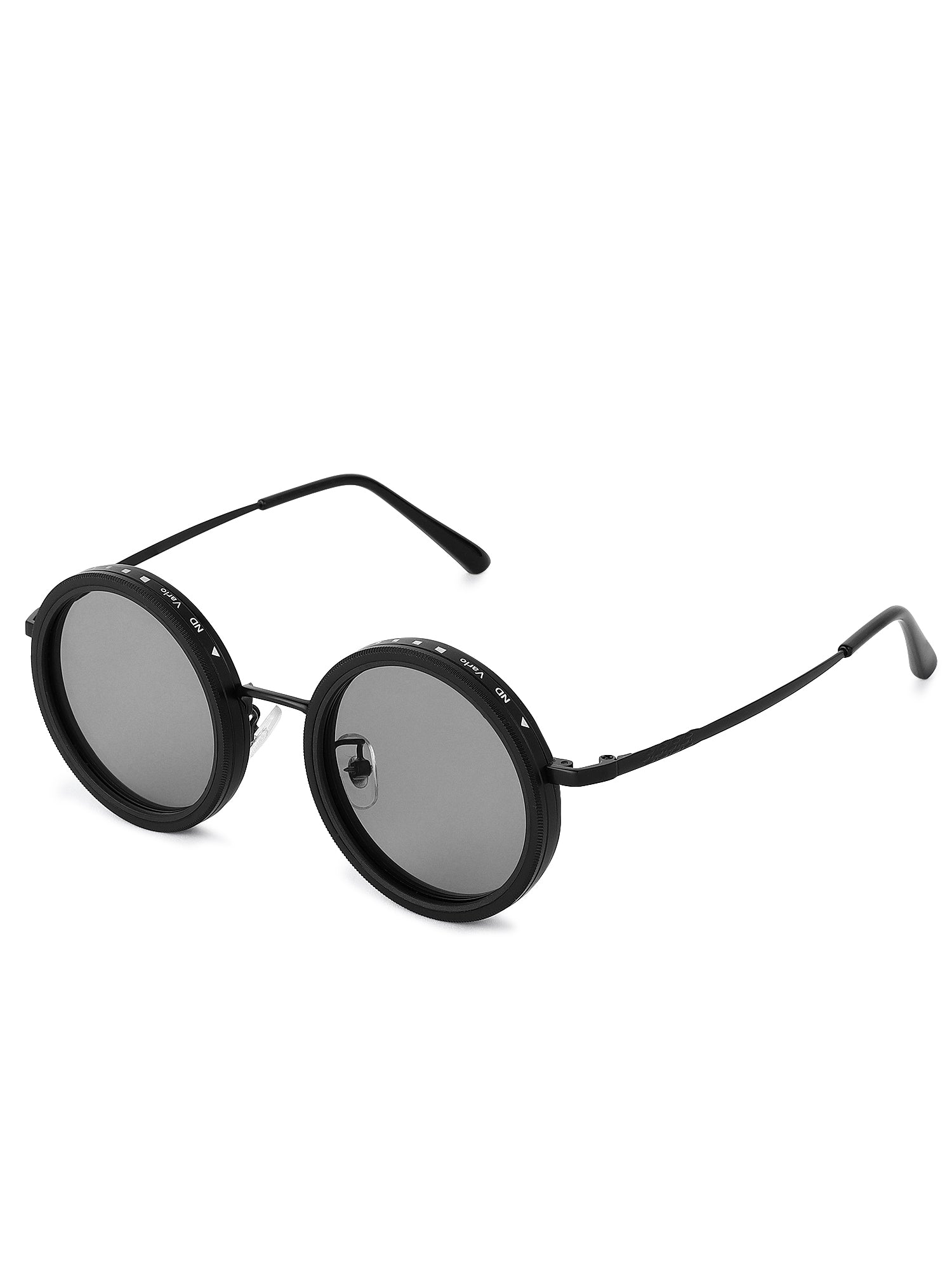 APERTURE SB | Black Large Full Rim Round Sunglasses for Men & Women [Tint Adjustable]