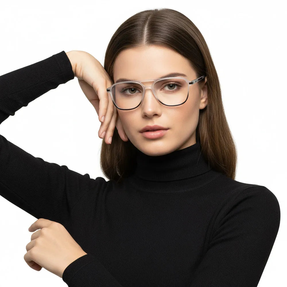 BluLite | Transparent White & Black Medium Full Rim Square Computer Glasses for Men & Women [Blue Block]