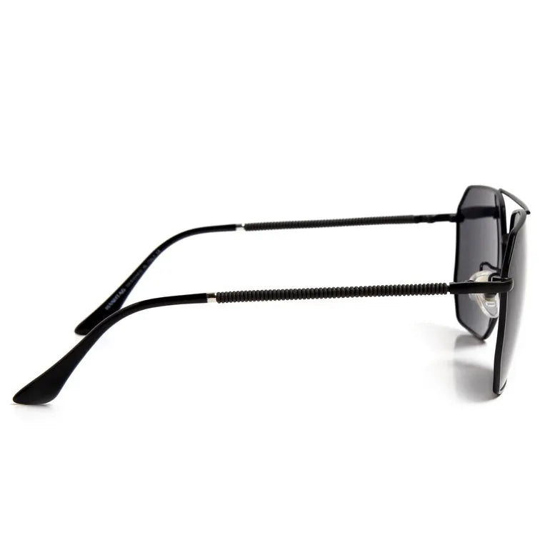 Lenis | Black Large Full Rim Hexagonal Sunglasses for Men & Women [Polarized]