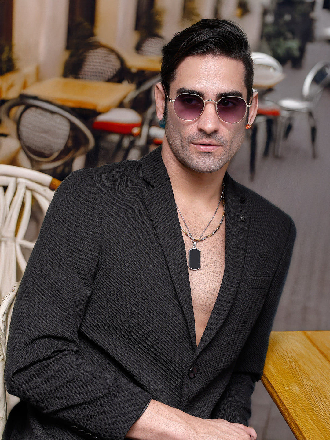 Ithon | Gradient Blue & Pink Medium Full Rim Oval Sunglasses for Men [UV-protected]