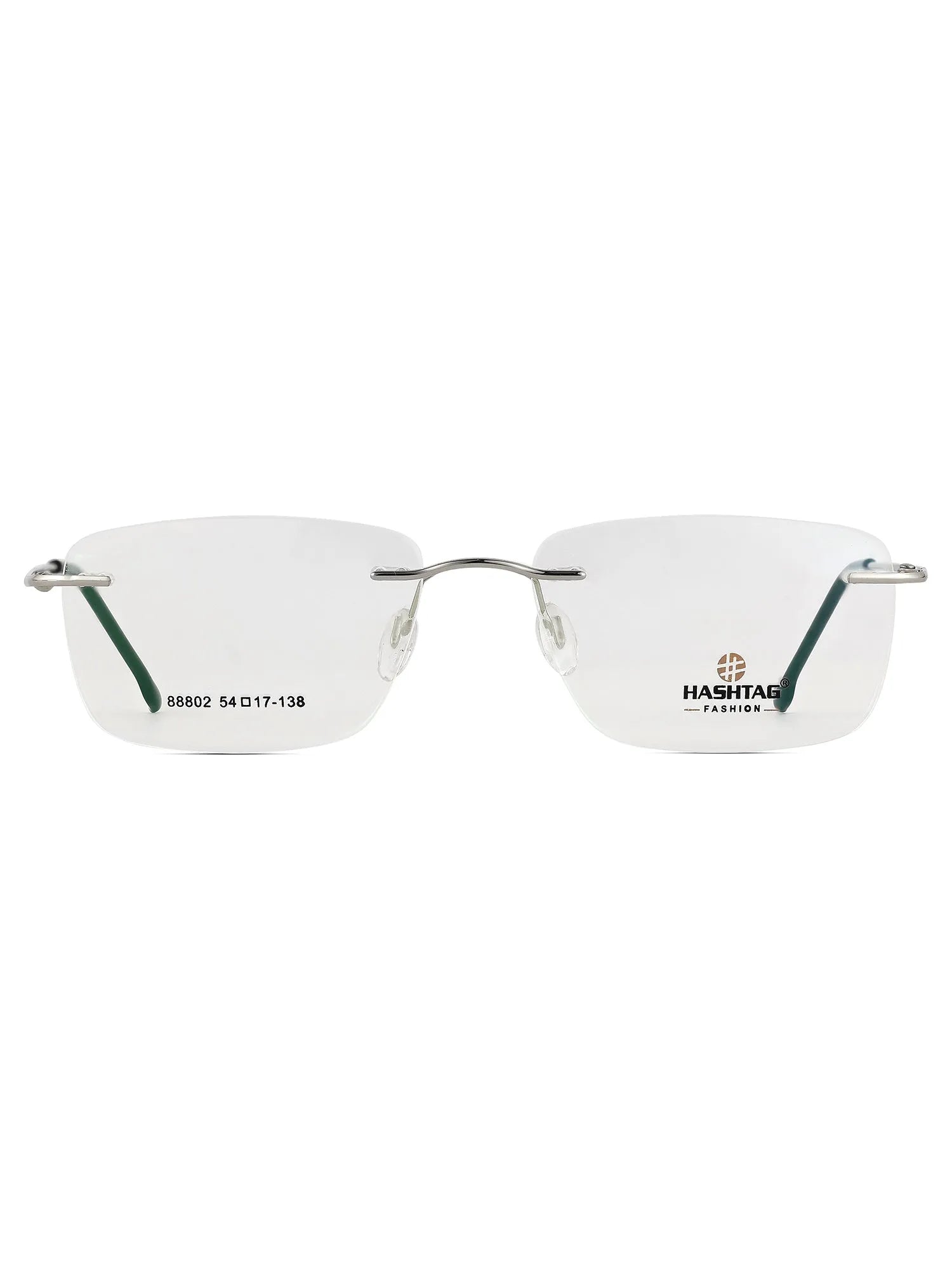 Thin Line | Silver Medium Rim Less Rectangle Eyeglasses for Unisex [Demo Lens]