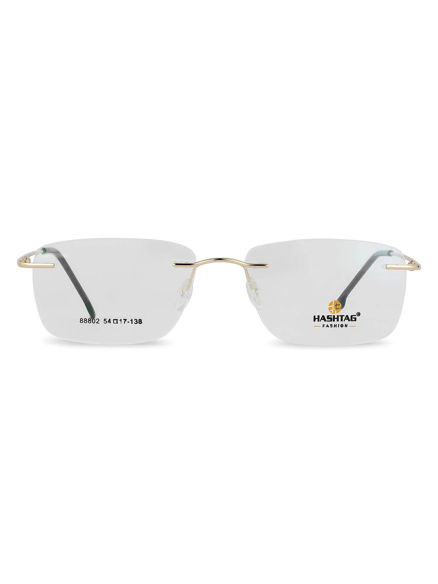 Thin Line | Gold Medium Rim Less Rectangle Eyeglasses for Unisex [Demo Lens]