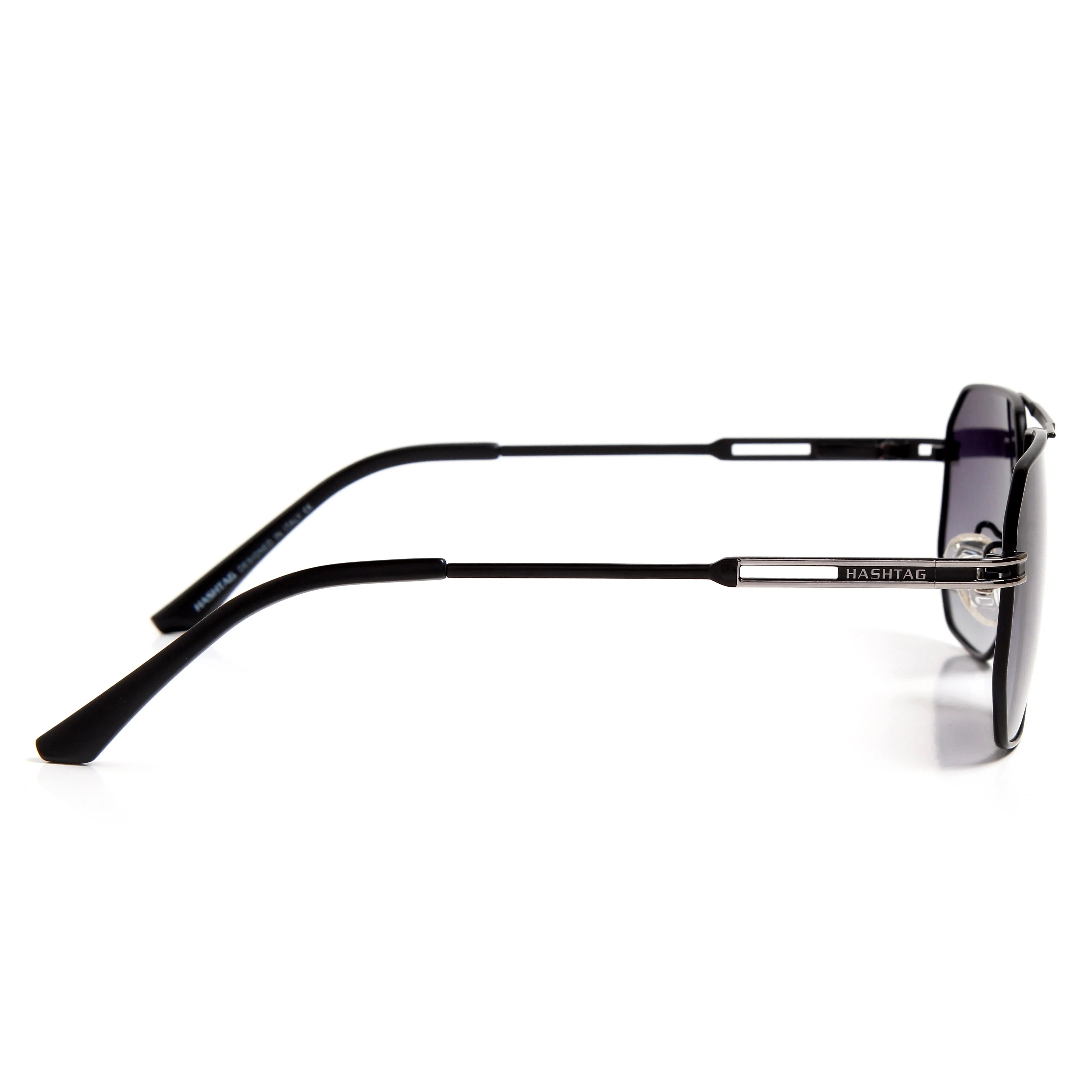 Sion | Gradient Black Medium Full Rim Haxagonal Sunglasses for Men & Women [Polarized]
