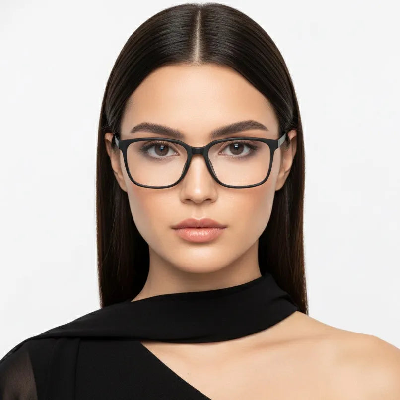 Focusly | Green Medium Full Rim RECTANGLE Computer Glasses for Men & Women [Blue Block]