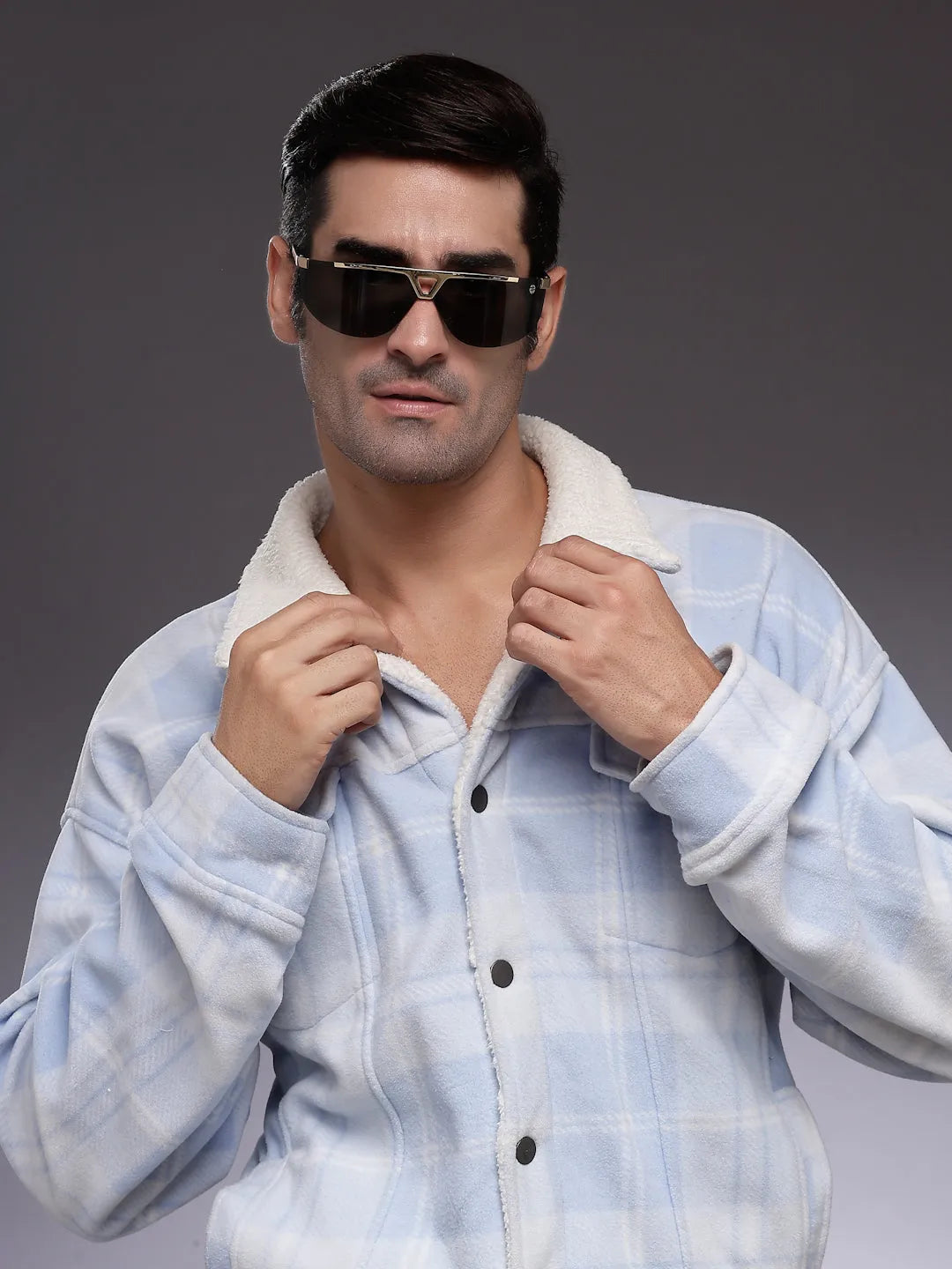 Tri-Angle | Golden Large Rim Less Rectangle Sunglasses for Men & Women [UV-protected]