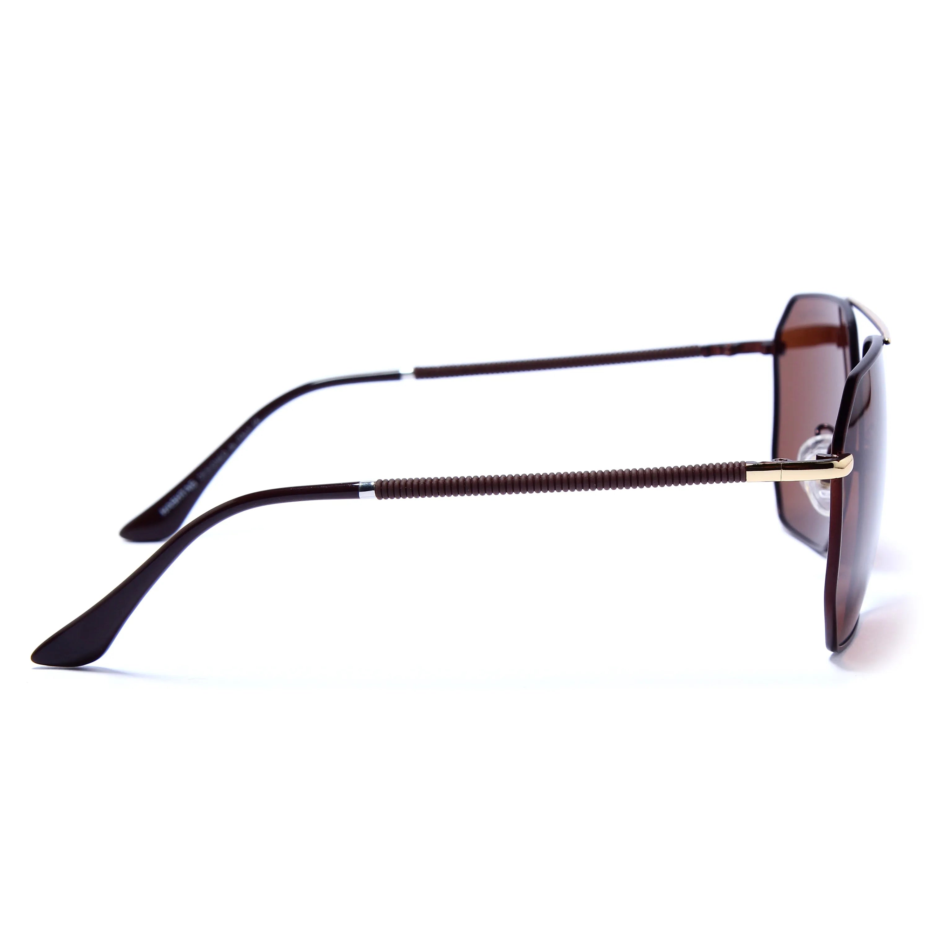 Lenis | Golden & Brown Large Full Rim Hexagonal Sunglasses for Men & Women [Polarized]
