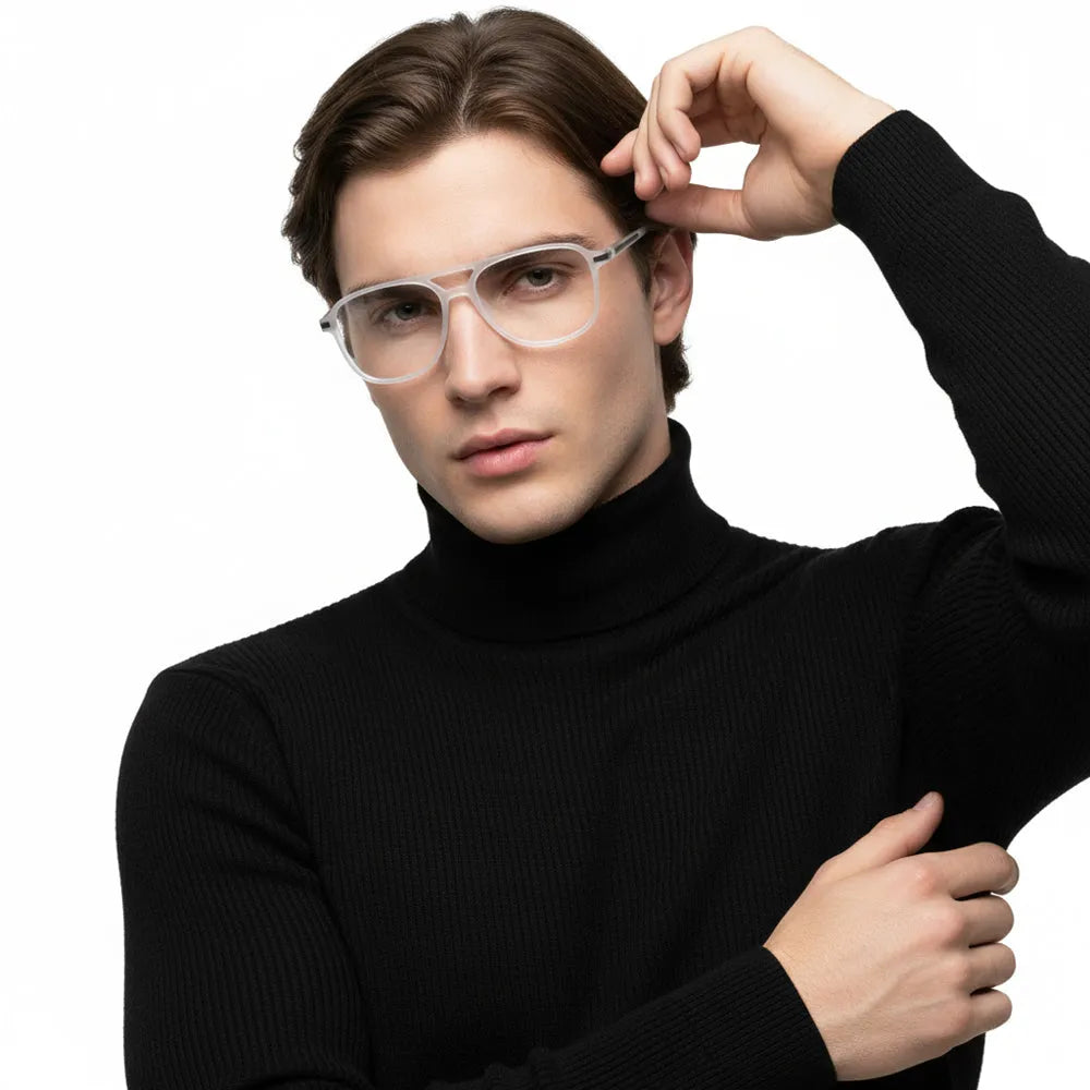 BluLite | Transparent White Medium Full Rim Square Computer Glasses for Men & Women [Blue Block]