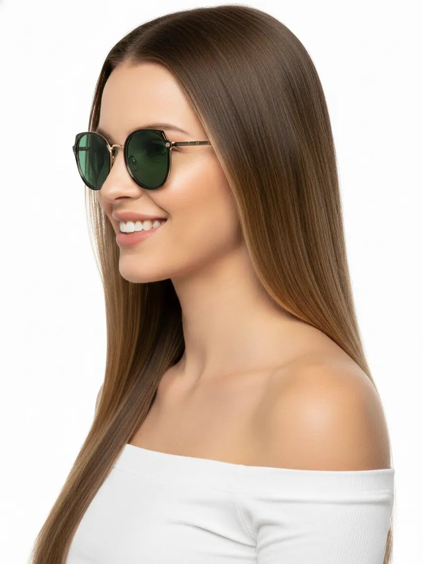 Photogrey | Gradient Brown & Golden Medium Full Rim Round Sunglasses for Men & Women [Photochromic]