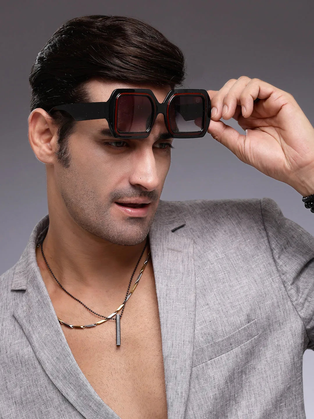 Jumbo | Gradient Black Medium Full Rim Square Sunglasses for Men & Women [UV-protected]