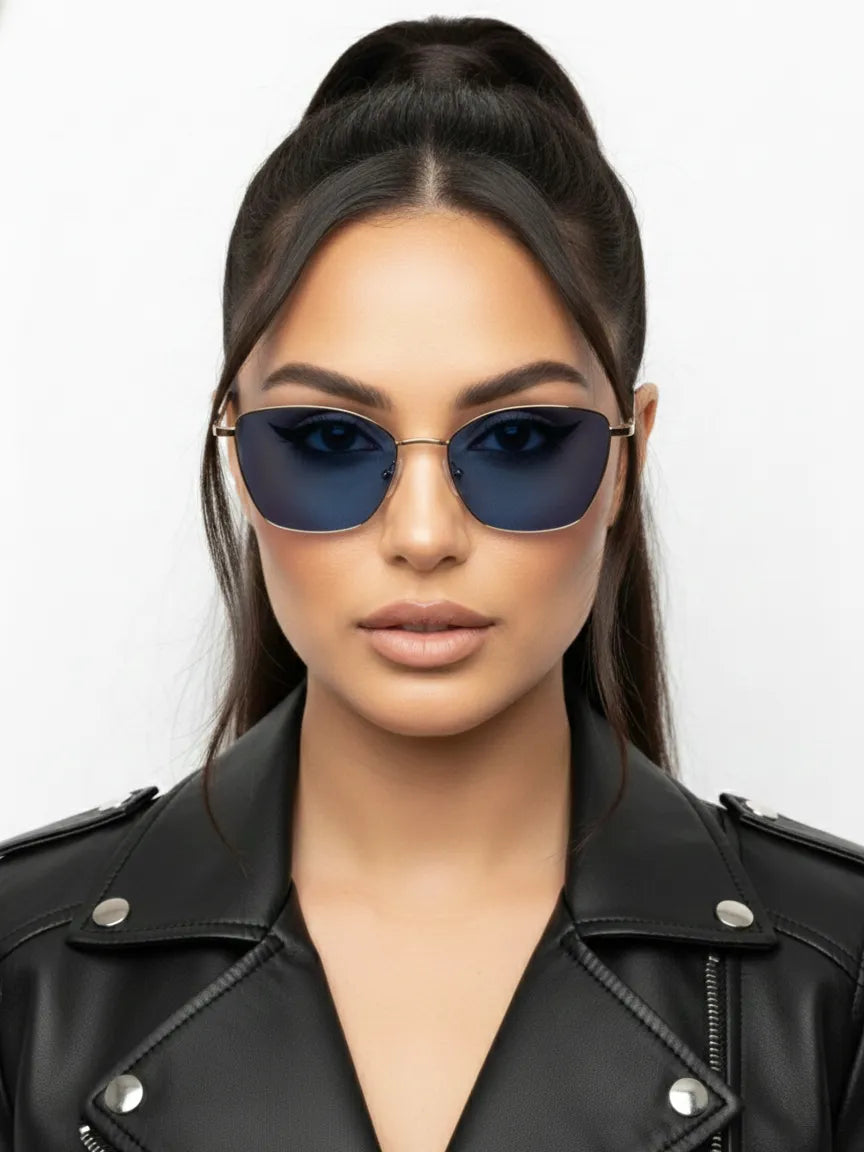 Swit | Black & Golden Large Full Rim Cateye Sunglasses for Women [Photochromic]