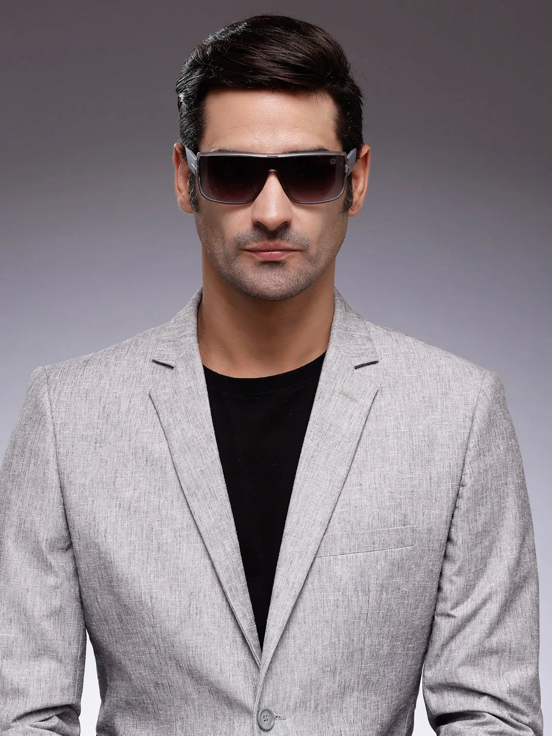 Texas | Grey Medium Full Rim Shield Sunglasses for Men & Women [UV-protected]